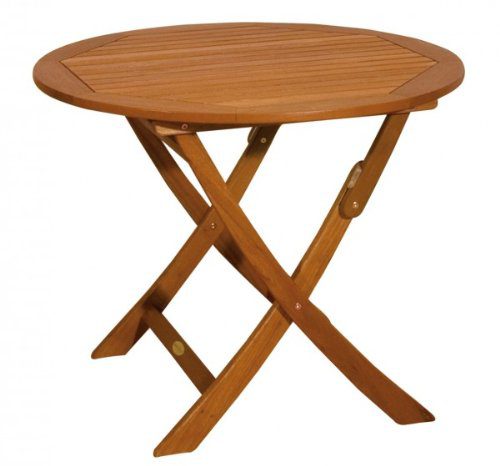 Klapptisch, Gartentisch, Holztisch, runder Tisch, klappbar, aus massivem Eukalyptusholz, geölt, FSC-zertifiziert