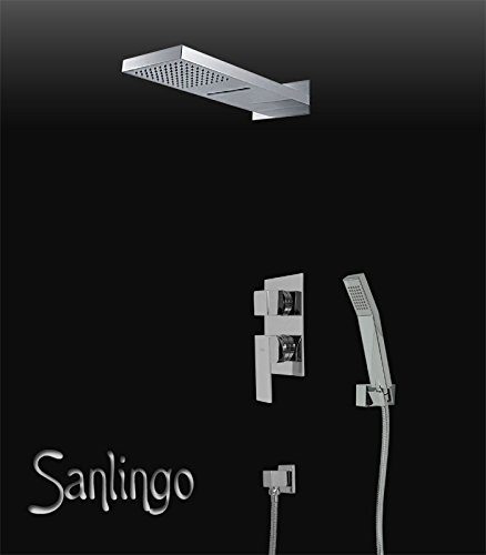 Komplettes Dusch Set Wasserfall und Regenschauer 3Wege Unterputz Umsteller Chrom Sanlingo