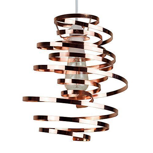 MiniSun - Moderner, spiralförmiger und zeitgenössischer Lampenschirm im Stil zwei Bänder, aus Metall mit einem glänzigen kupferfarbigen Finish - für Hänge- und Pendelleuchte