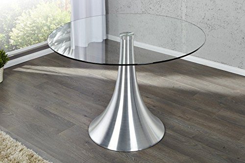 Moderner Design Esstisch Glas 110 cm Rund mit Aluminium Fuss von Casa Padrino - Esszimmer Tisch - Bistro Tisch