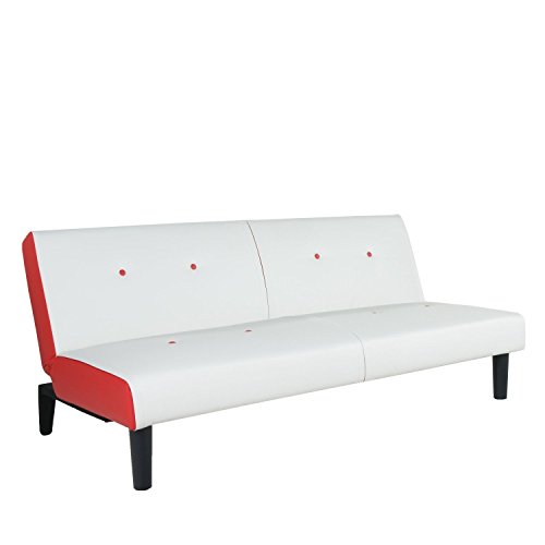 NEG Design Schlafsofa HELIOS (weiß/rot) mit Napalon-Leder-Bezug Klappsofa, 3-Sitzer, Liegefläche 179x108cm, sehr bequem