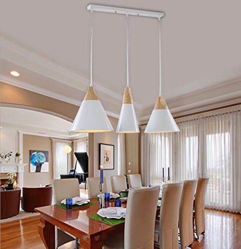 SAILUN 3er Set Kronleuchter Pendelleuchten Pendellampe Weiß E27 Lampenschirm für Küche Wohnzimmer Decken Hängeleuchte (C Type)