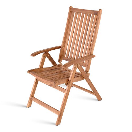 SAM® Akazienholz Hochlehner, Gartenstuhl, Liegestuhl France, 5fach verstellbar, zusammenklappbarer Stuhl, leicht zu verstauen