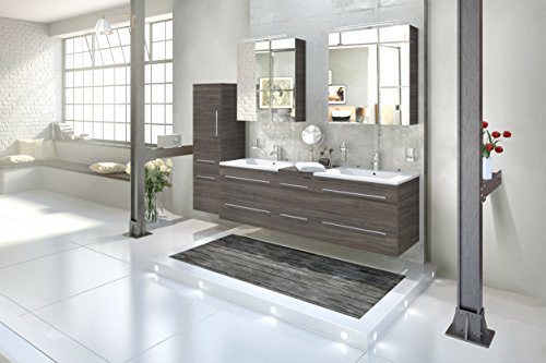SAM® Design Badmöbel-Set Barcelona 4tlg, in Trüffeleiche, 150 cm, mit Softclosefunktion, Badezimmer-Set bestehend aus 2 x Spiegelschrank, 1 x Doppelwaschplatz, 1 x Hochschrank