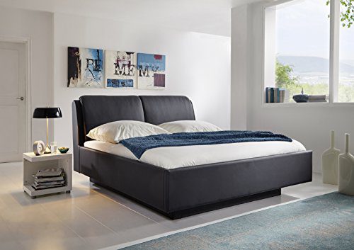 SAM® Design Polsterbett BERTA 180 x 200 cm Bett in schwarz, moderne Linienführung mit Schwebeoptik, Bett mit integriertem Kissen am Kopfteil, pflegeleicht