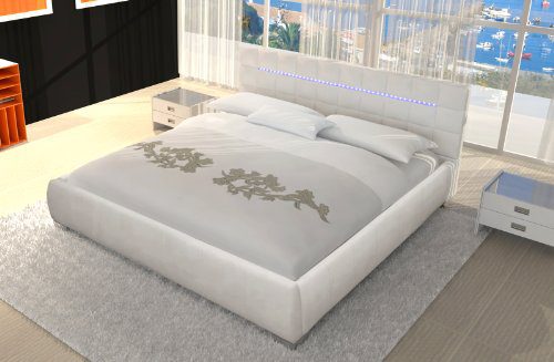 SAM® Designbett Weiß 120 x 200 cm VITA LED Polsterbett Bett exklusiv LED Beleuchtung Lieferung erfolgt über Spedition teilzerlegt