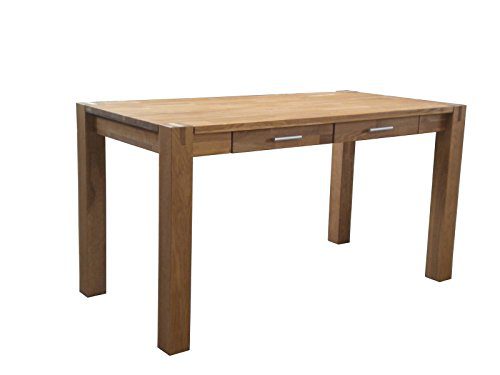 SAM® Esszimmer Holztisch Okay 3814, 140 x 70 cm, rechteckiger Esstisch aus massiver geölter Wildeiche, mit zwei Schubladen, Tisch im zeitlosen Design