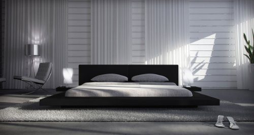 SAM® Polsterbett Black Pearl in schwarz 180 x 200 cm inklusiv 2 Nachttischablagen modernes Design Wasserbett geeignet teilzerlegt Auslieferung durch Spedition