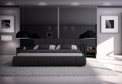 SAM® Polsterbett Innocent Designbett Lumo, 160 x 200 cm in schwarz, Kopfteil im modernen abgesteppten Design, Bettgestell auch als Wasserbett geeignet