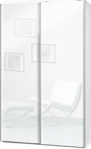 Schwebetürenschrank "Soft Plus Smart Typ 40", 120 x 194 x 42cm, Weiß/2 x Weiß hochglanz