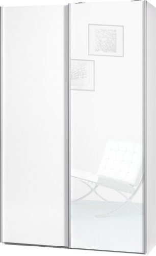 Schwebetürenschrank "Soft Plus Smart Typ 40", 120 x 194 x 42cm, Weiß/Weiß/Weiß hochglanz