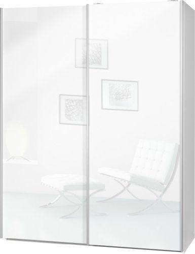Schwebetürenschrank Soft Plus Smart Typ 43", 150 x 194 x 61cm, Weiß/2 x Weiß hochglanz