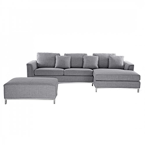 Sofa / Couch L - Designer / Polstersofa hellgrau Oslo