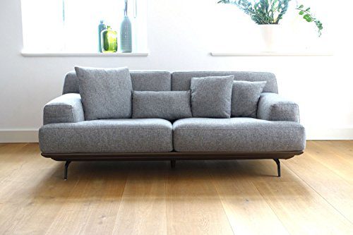 Sofa Lendum 2er Grau Webstoff Big XXL Couch Garnitur 4 Kissen modernes Design Stoff