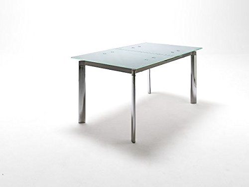 Tisch, Esstisch, Esszimmertisch, Glas, weiss lackiert, ausziehbar, L= 160-200