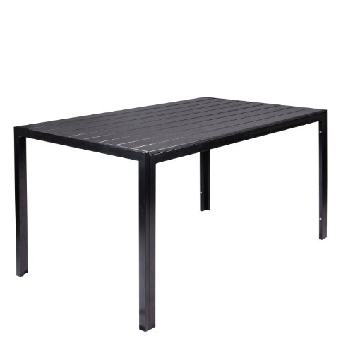 Vanage Esstische Polywood-Alu Gartentisch mit Aluminiumgestell 150 x 90 Helsinki, schwarz