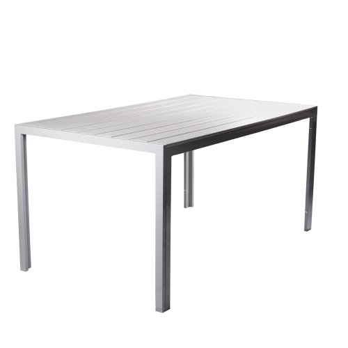 Vanage Esstische Polywood-Alu Gartentisch mit Aluminiumgestell 150 x 90 Helsinki, silber