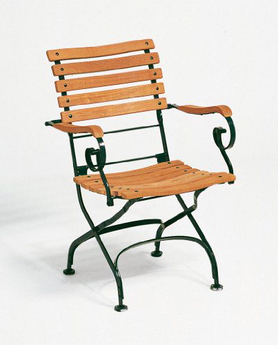 Weishaeupl Sessel Classic Sessel curved - dunkelgrün Weishaeupl, Teak massiv, Stahl, Design - Gartenstuhl - Sonnenstuhl - Terrassenstuhl