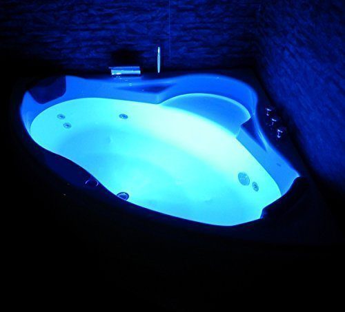 Whirlpool Badewanne Paris MADE IN GERMANY mit 8 Massage Düsen + LED Unterwasser Beleuchtung / Licht + Balboa + MIT Armaturen Eckwanne Jakuzzi Spa runde Eckbadewanne innen günstig