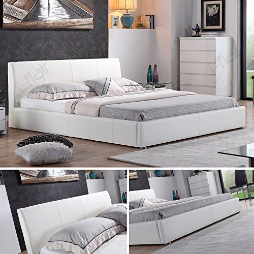 i-flair® - Designer Polsterbett, MONACO Bett 140x200 cm weiß - alle Farben & Größen