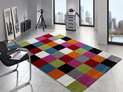ARTWORK SQUARE moderner Designer Teppich bunt in multicolor, Größe: 80x150 cm