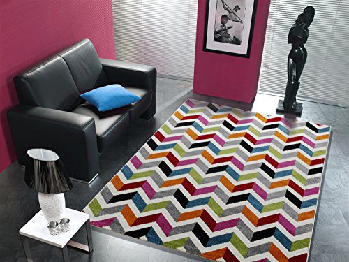 ARTWORK ZIG-ZAG moderner Designer Teppich bunt in multicolor, Größe: 80x150 cm