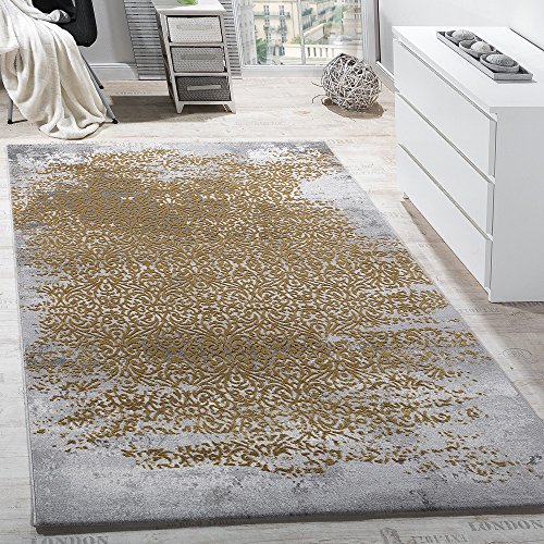 Designer Teppich Modern Wohnzimmerteppich Mit Muster Ornamente Grau Honig-Gelb, Grösse:200x290 cm