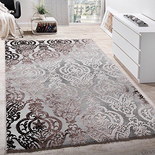 Designer Teppich Moderne Ornamente Wohnzimmerteppich Muster Grau Meliert, Grösse:200x290 cm