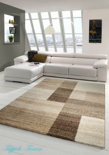 Designer Teppich Moderner Teppich Wohnzimmer Teppich Kurzflor Teppich Barock Design Meliert Braun Beige Größe 120x170 cm