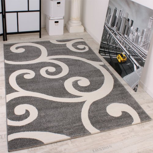 Designer Teppich Muster in Grau Weiss Top Qualität zum Top Preis!!