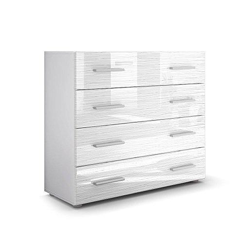 Kommode Sideboard Pavos in Weiß / Weiß Silverline Hochglanz