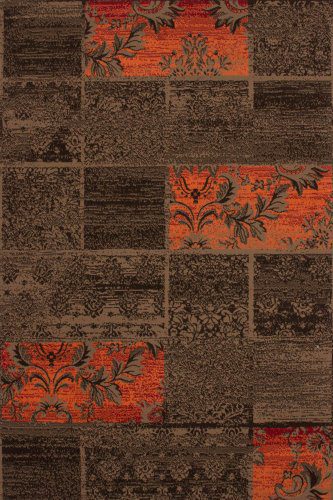 Lalee 347222018 Moderner Designer Teppich Muster Patchwork Neu Größe 80 x 150 cm , braun / orange