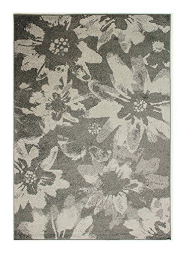 Light & Bright - Designer Teppich Wohnzimmerteppich Modern mit Floral Muster Grau - 80x150