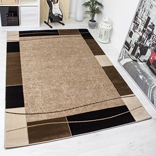 Teppich Kariert Retro Muster Meliert in Braun Schlafzimmer Wohnzimmer - ÖKO TEX Zertifiziert, Maße:160x230 cm