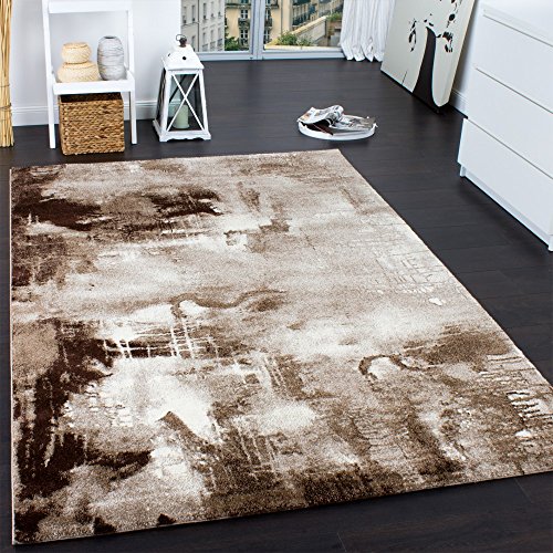 Teppich Modern Designer Teppich Leinwand Optik Meliert Braun Beige Creme Meliert, Grösse:120x170 cm