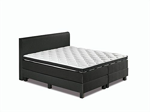 Betten-ABC Boxspring Bett Schwarzwald Komplettset, inklusive 7-Zonen Taschenfederkernmatratze und Topper, 180 x 200  cm, farbe 8 schwarz, fein