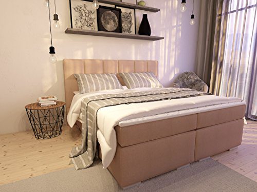 Boxspringbett ka-line® 200x200cm Beige H3 mit Füßen Polsterbett Premium Hotelbett Bett amerikanische Doppelbett Luxus Komfort