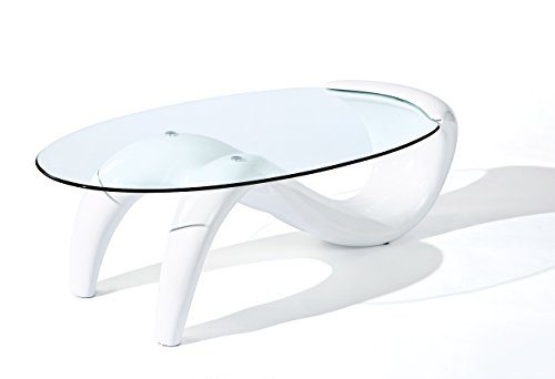 Links 50100095 Couchtisch weiß hochglanz Glastisch Wohnzimmertisch Wohnzimmer Tisch Glas modern