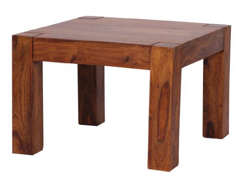 WOHNLING Couchtisch Massiv-Holz Sheesham 60 cm breit Wohnzimmer-Tisch Design dunkel-braun Landhaus-Stil Beistelltisch Natur-Produkt Wohnzimmermöbel Unikat modern Massivholzmöbel Echtholz quadratisch