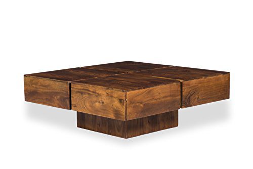 Woodkings® Couchtisch Amberley 80x80cm, Holz Akazie braun, Echtholz modern, Design, Massivholz exklusiv, Design Lounge Coffee Table günstig