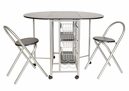 ts-ideen 3er Set Essgruppe Esstisch Küchen-Tisch Frühstückstisch MDF Tisch 79 x 110 cm auf Rollen in Schwarz Stuhl Stühle für Küche Esszimmer Studentenwohnung
