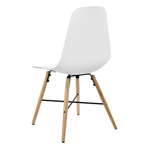 [en.casa] Esstisch (rund - ø80cm) mit 3 Design-Stühlen - Sitzgruppe in Retro-Look (Weiß)