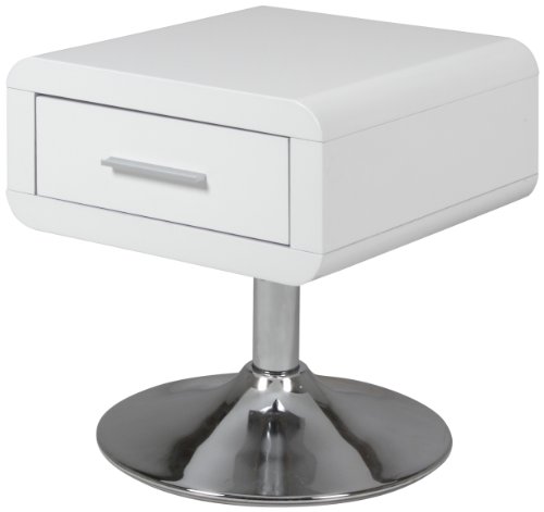 AC Design Furniture 47909 Nachttisch Josefine mit 1 Schublade, weiß hochglanz