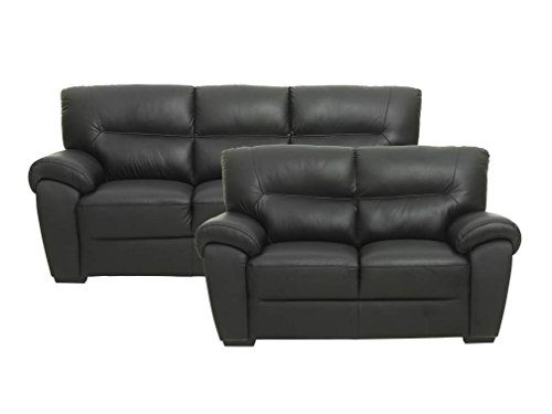 PKLine Sofa BAMO 3 Sitzer in schwarz Couch Ledersofa