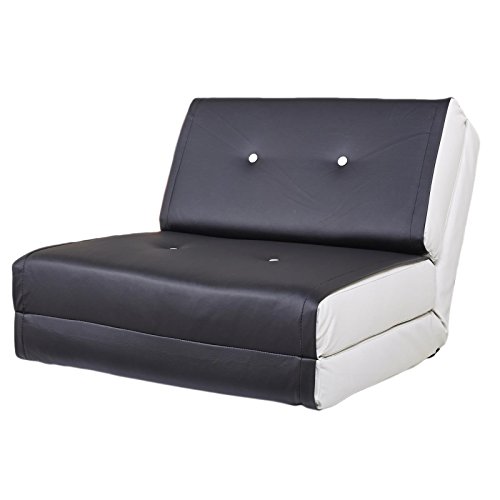 Sessel Schlafsessel Gästebett JOSEFINA in schwarz/weiß, Kunstlederbezug, verstellbare Rückenlehne