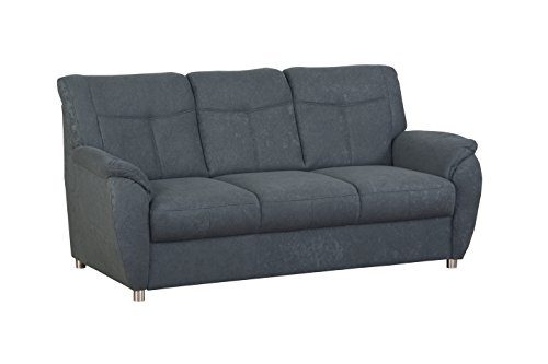 Cavadore 3er Sofa Sunuma / 3-Sitzer Sofa grau mit Federkern passend zur Sofagarnitur Sunuma / Modernes Design / Größe: 189 x 91 x 90 cm (BxHxT) / Farbe: Grau