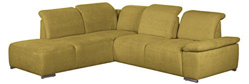 Cavadore Polsterecke Tabagos / Eckcouch mit Ottomane links / Moderne Couch mit Sitztiefenverstellung/ Kopfteilverstellung / 283x85-96x248 (B x H x T) / Farbe: Curry (gelb)