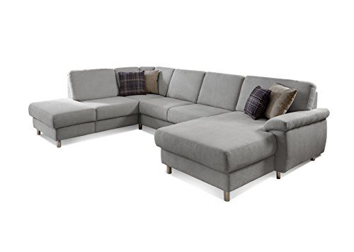 Couch "Winstono" / Ecksofa mit Relaxfunktion / Wohnlandschaft Federkern / Longchair rechts / Pflegeleichter Bezugsstoff in hellgrau / 317 x 220 x 88 (L x B x H)