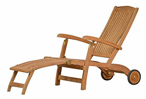 Premium Teak Deckchair aus der Serie "Brighton" gefertigt aus Teakholz mit Rad/ massiv/ Liege/ Sonnenliege/ Liegestuhl/ Gartenliege/ Gartenmöbel/ Holz-Liege/ Teak-Liege/ klappbar/ zusammenklappbar/ Premium-Qualität