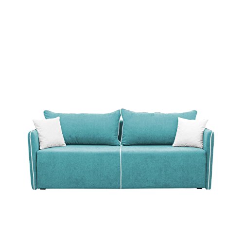Schlafsofa Rock, Sofa Couch mit Bettkasten und Schlaffunktion, Design Bettsofa Schlafcouch, Polstersofa, Loungesofa Farbauswahl (Mikrofaza 0018 + Mikrofaza 0031)